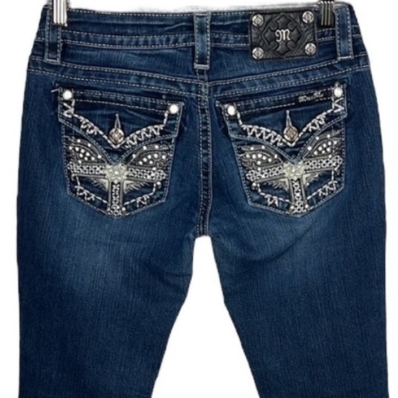 Miss Me Signature Boot Medium Wash Jeans Women's Size 27 HEMMED - Picture 1 of 8